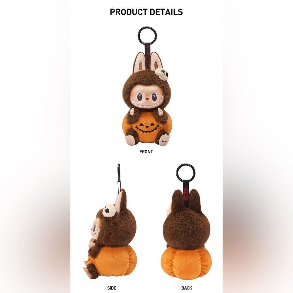 Pop Mart Labubu Happy Halloween Party Series Sitting Pumpkin Vinyl Plush Pendant - Picture 12 of 12